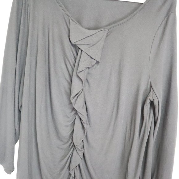 Talbots Women's Size 1X Front Ruffle Long Sleeve Black Top - Picture 5 of 5